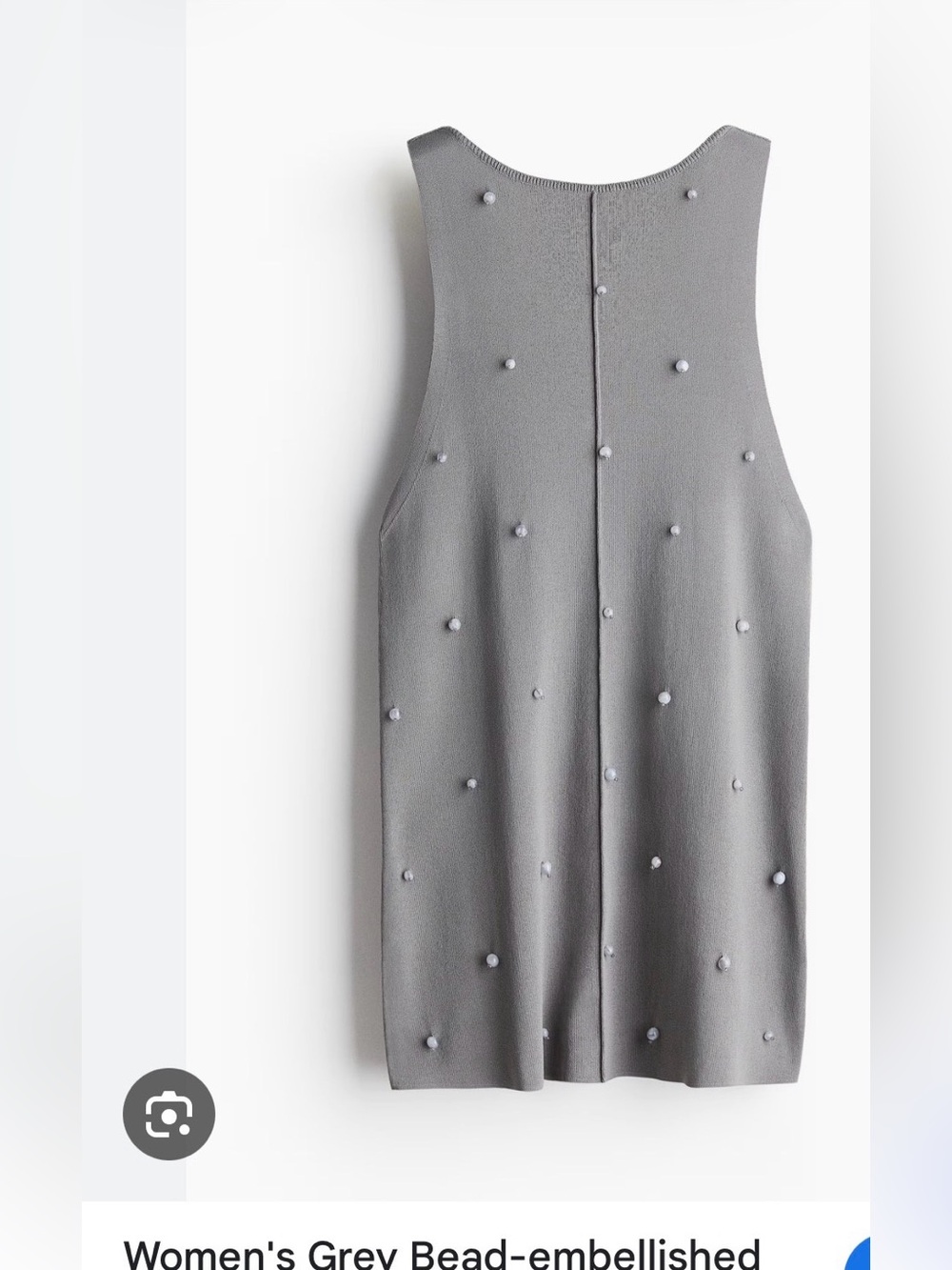 Women's Grey Bead-Embellished Top